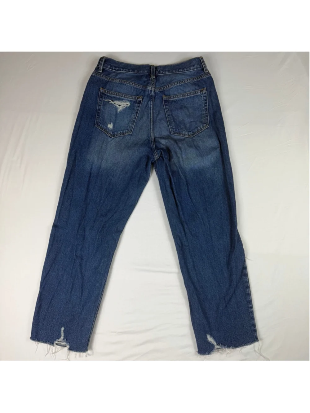 Forever 21 Distressed Mom Jean Women 28 High Rise Raw Hem 100% Cotton Button Fly